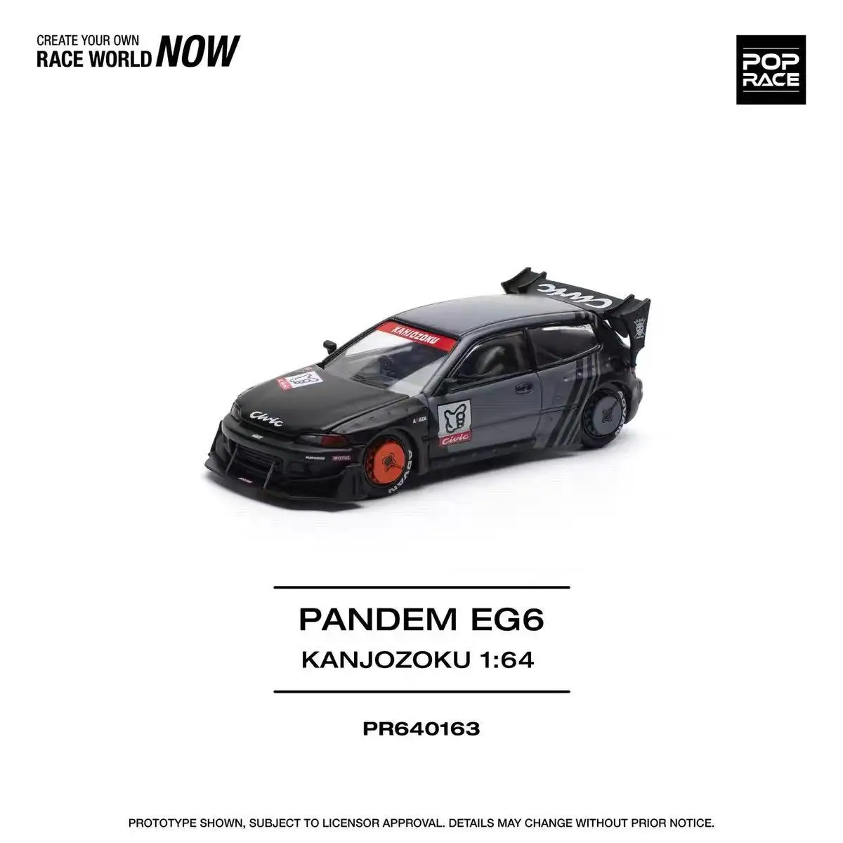 PopRace 1:64 PANDEM CIVIC EG6 alloy car model