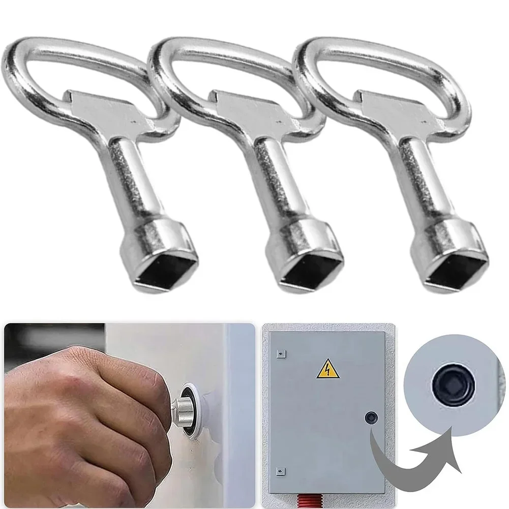 3Pc Square Key Wrenches Heating Vent Key Stainless Steel Electric Cabinet Door Lock Turn Tongue Lock Water Tap 8mm Vent Key lock