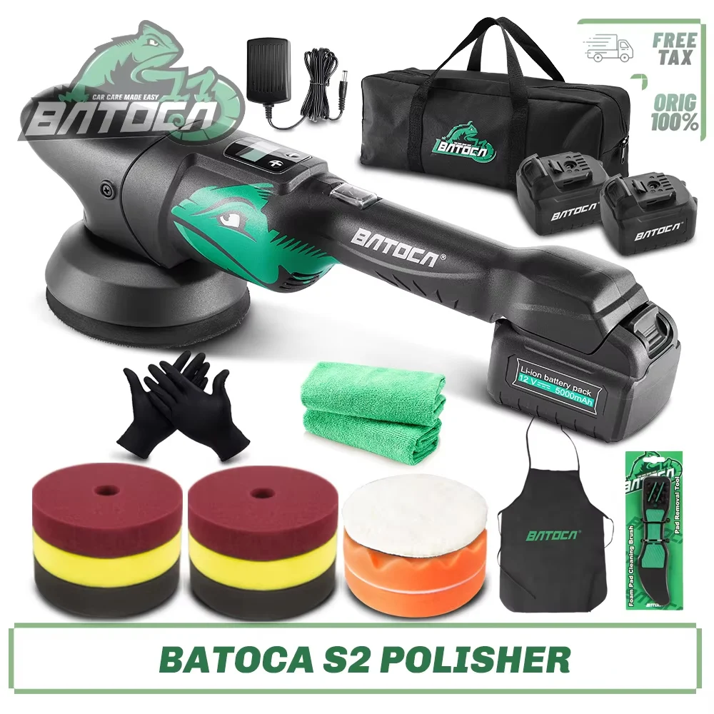 Batoca S2 4.0Ah Cordless Car Polisher Set Battery Wireless Car Polishing Machine Dual Action LCD Soft Start Polisher