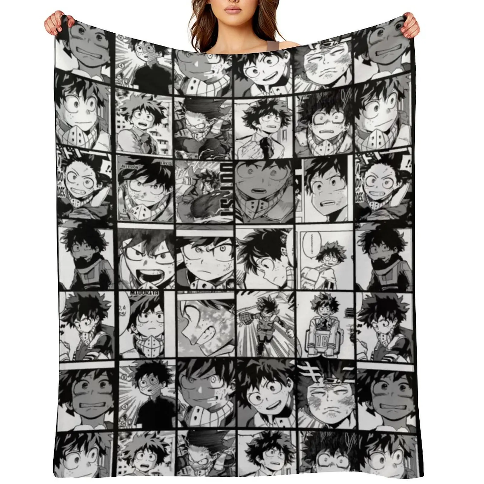 

deku manga panels collage Throw Blanket Luxury Brand bed plaid Warm christmas decoration Blankets