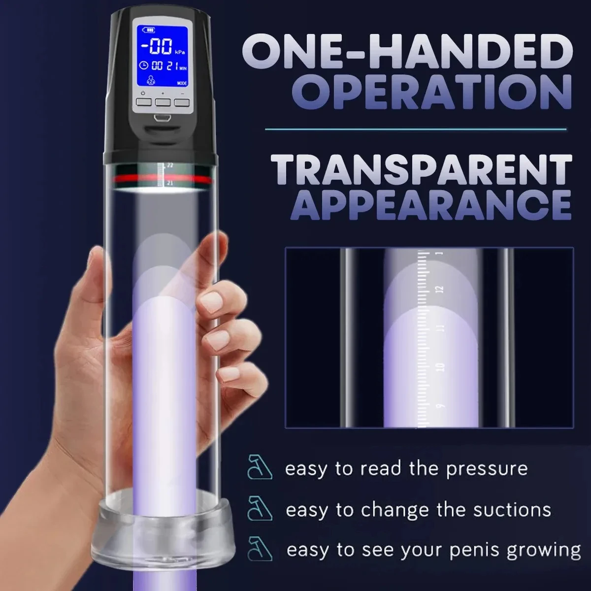 Electric Penis Pump Enlarge Vacuum 4 Suction Intensities Automatic High-vacuum Penis Enlargement Extend Pump Sex Toys For Men