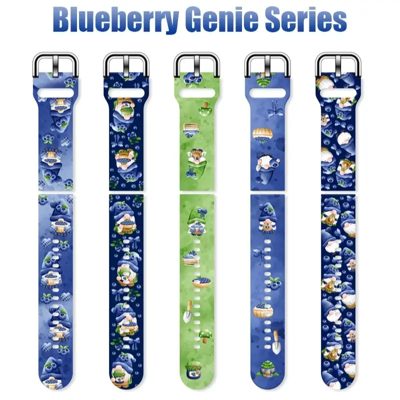 

20MM Blueberry Spirit print watch strap for Samsung Galaxy Watch 7/6/5 40mm 44mm Band Replaceable Bracelet for Xiaomi Huawei