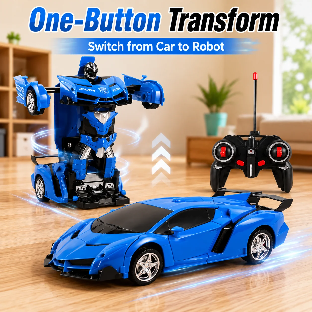 2-in-1 RC Transforming Robot Car Remote Control Sports Car Deformation Vehicle Toy for Boys Kids Birthday Gift