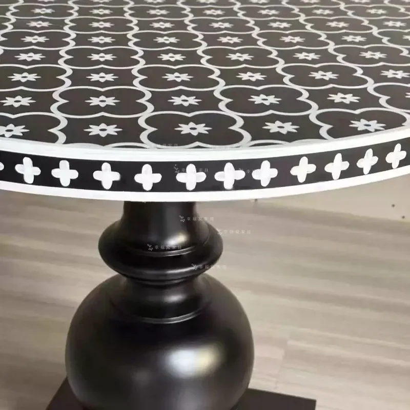 American Creative Solid Wood Painted Round Edge Neoclassical Display Table Retro Dining Coffee Sofa Side Table