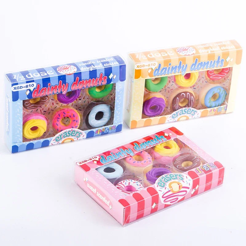 Imagem -03 - Donuts Shape Erasers For Kids Cute Lápis Eraser Papelaria Coreana Pintura Escrita Ferramentas Material de Escritório Escolar Kawaii Pcs por Conjunto