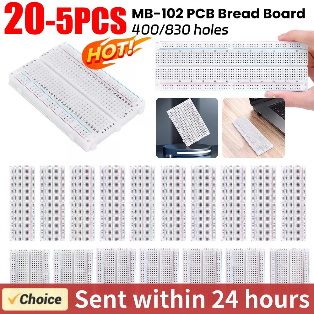 5-20PCS Breadboard 400/830 Point PCB Bread Board MB-102 Prototype PCB Solderless Breadboard Protoboard Circuit PCB DIY Kit