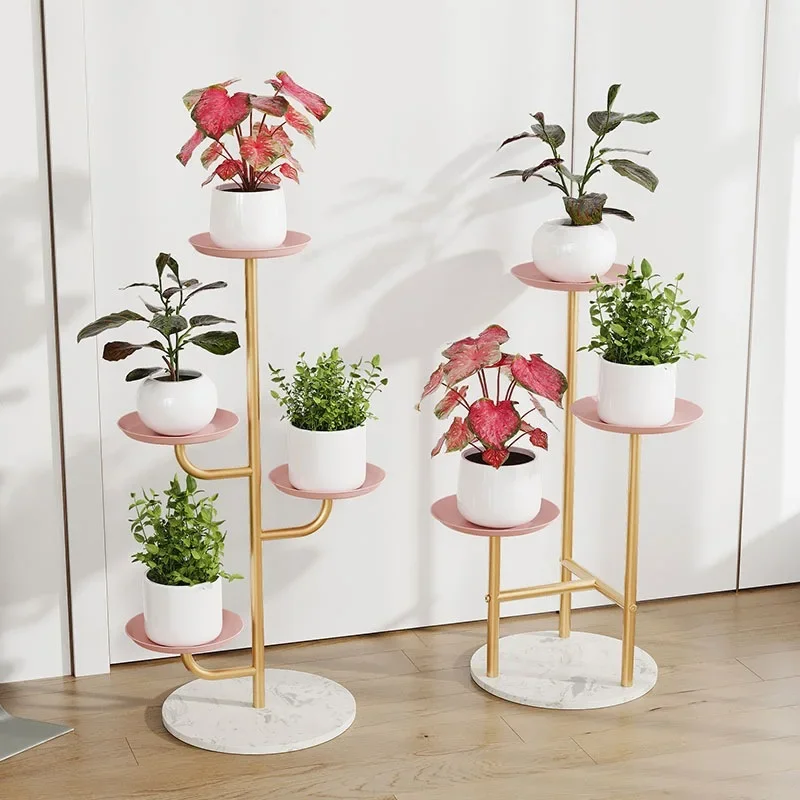 Light Luxury Flower Stand - Nordic Minimalist Iron Shelf, Movable Multi-Layer Plant Display, Elegant Indoor Pot Holder