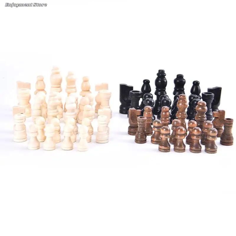 32pcs/set Wooden Chess Pieces Complete Chessmen International Word Chess Set Chess Entertainment Accessories