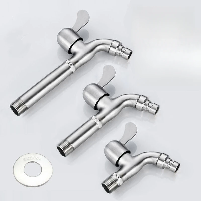 304 Stainless Steel Sink Tap Washing Machine Faucet Mop Pool Lengthened Quick Open Water Single Cold Faucet