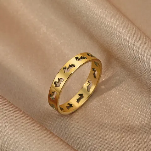Chandler Rabbit Ring Stainless Steel Custom Band Ring Family Animal Bunny Ring Birthday Party Gifts for Men and Women