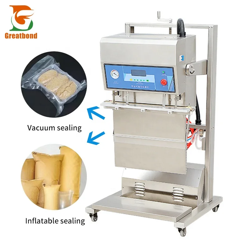 

Model600 Factory Customizable Food Sealer Wet Dry Air Pump Driven Inflatable Sealing Vertical External Vacuum Packaging Machine
