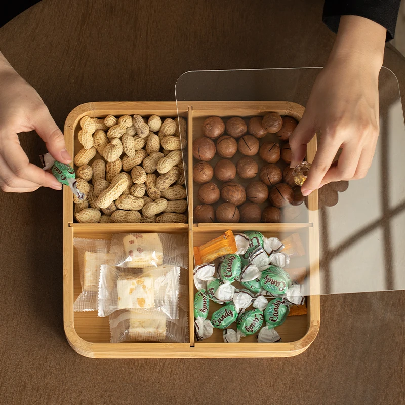 

Ele Home Living Room Tea Table Front Desk Candy Box Fine Color Line Fruit Plate Square ape Versatile Classic Retro Sle