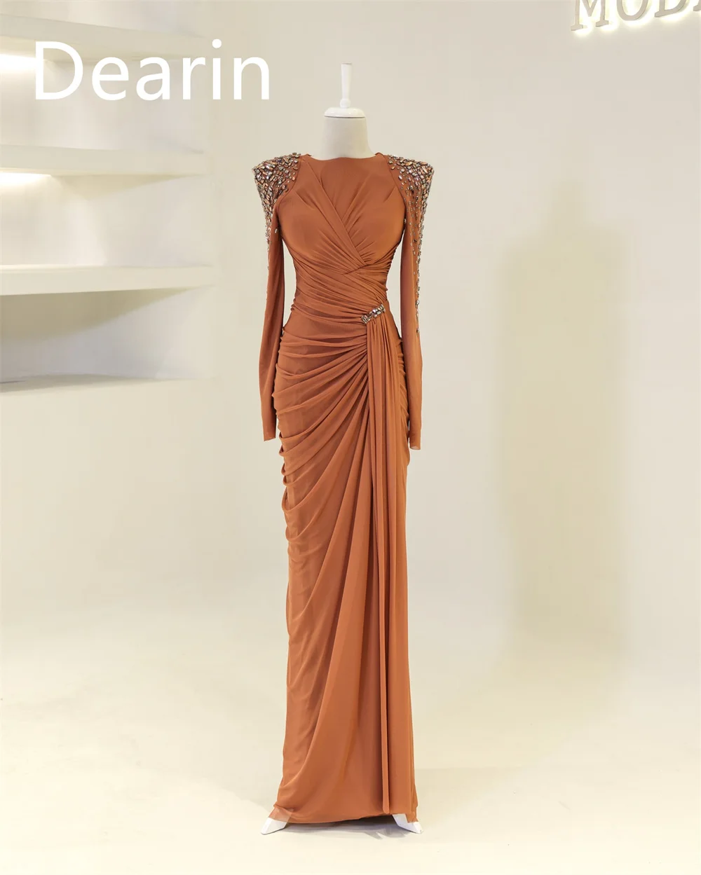 Customized Prom Dress Dearin Jewel Column Floor Length Skirts Vertically Bespoke Occasion Dresses Formal Saudi Arabia Evening Go