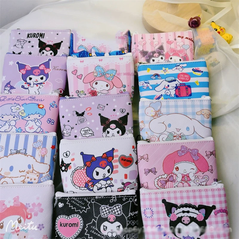 20 pcs/lot Sanrio Kawaii Melody Kuromi Cinnamoroll Pencil Case Cute Pencil Box Coin Purse Stationery Pen Bag School Supplies