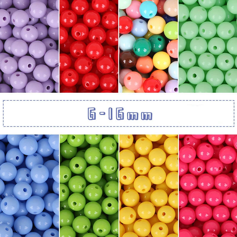 

50/100/200Pcs Acrylic Glossy Round Bead 6 8 10MM Jewelry Making Materials Accessories DIY Charms Bracelet Necklace Supplies