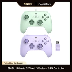 8bitdo-CONTROLADOR DE JUEGOS Ultimate C con cable/inalámbrico 2,4G para PC, Windows 10, 11, Steam Deck, Raspberry Pi, Android