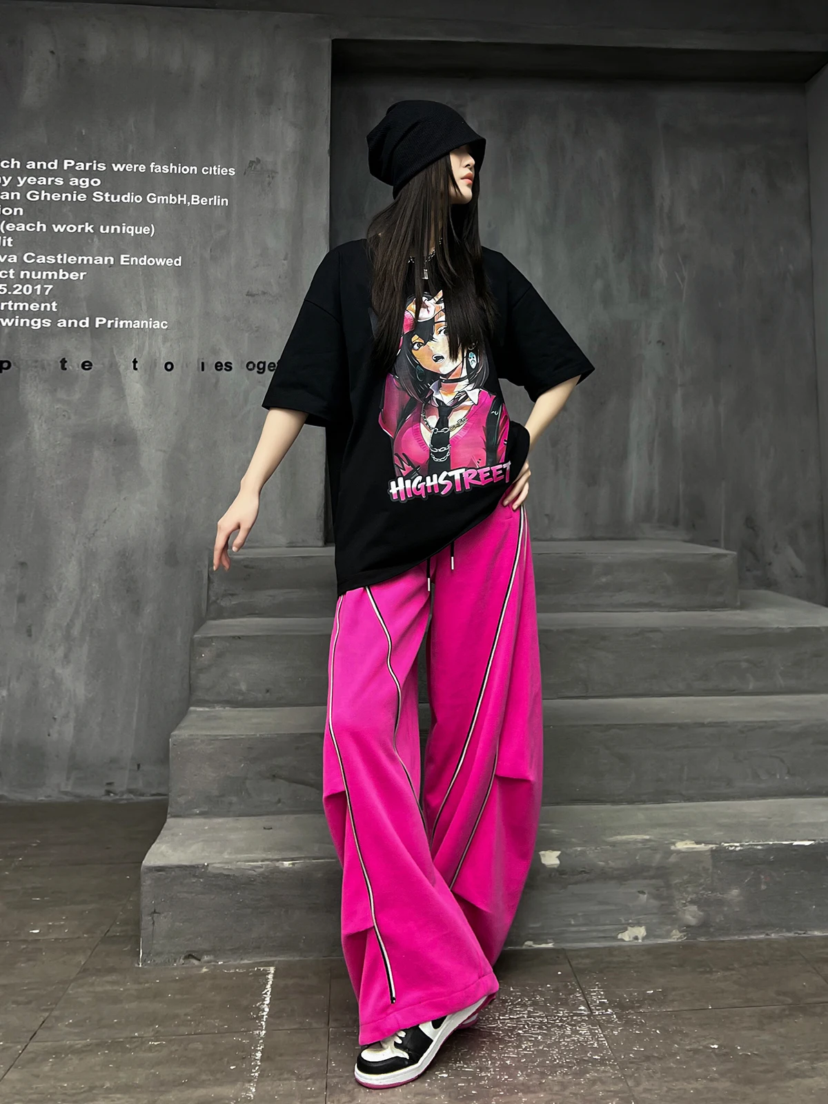

M-Home Cool Girl Summer 2026 Loose Short Sleeve T-Shirt Wide Leg Pants Two-Piece Set Street Style Fashion Ensemble