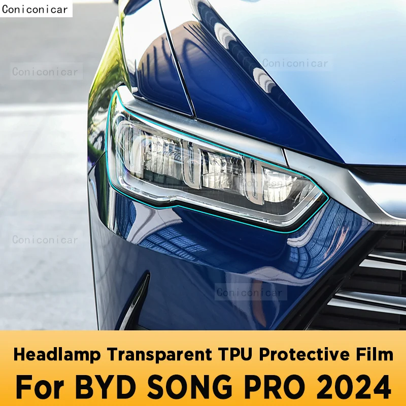 For BYD SONG PRO 2024 Car Exterior Headlight Anti-scratch Front Lamp Transparent TPU Protective Film Accessories Sticker