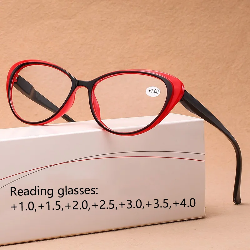 

Cat Eye Reading Glasses Women Spring Hinge Lightweight Presbyopic Readers Eyeglasses with Diopter +0.5 to +4.0