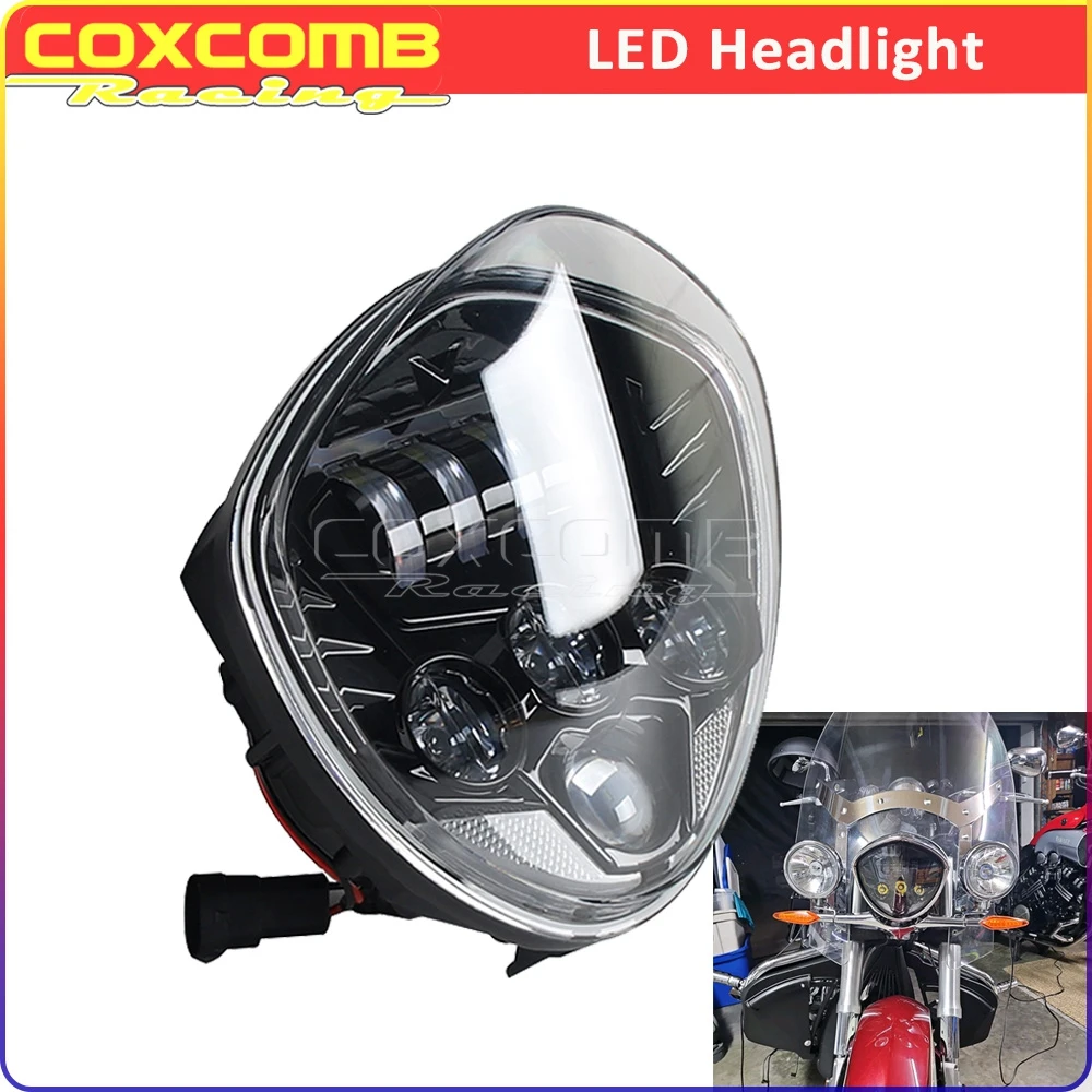 

LED Headlight Motorcycle Head Light For Victory Cory Ness/Vision/Cross Country Tour Hammer 8-Ball Magnum Zach High Beam Low Beam