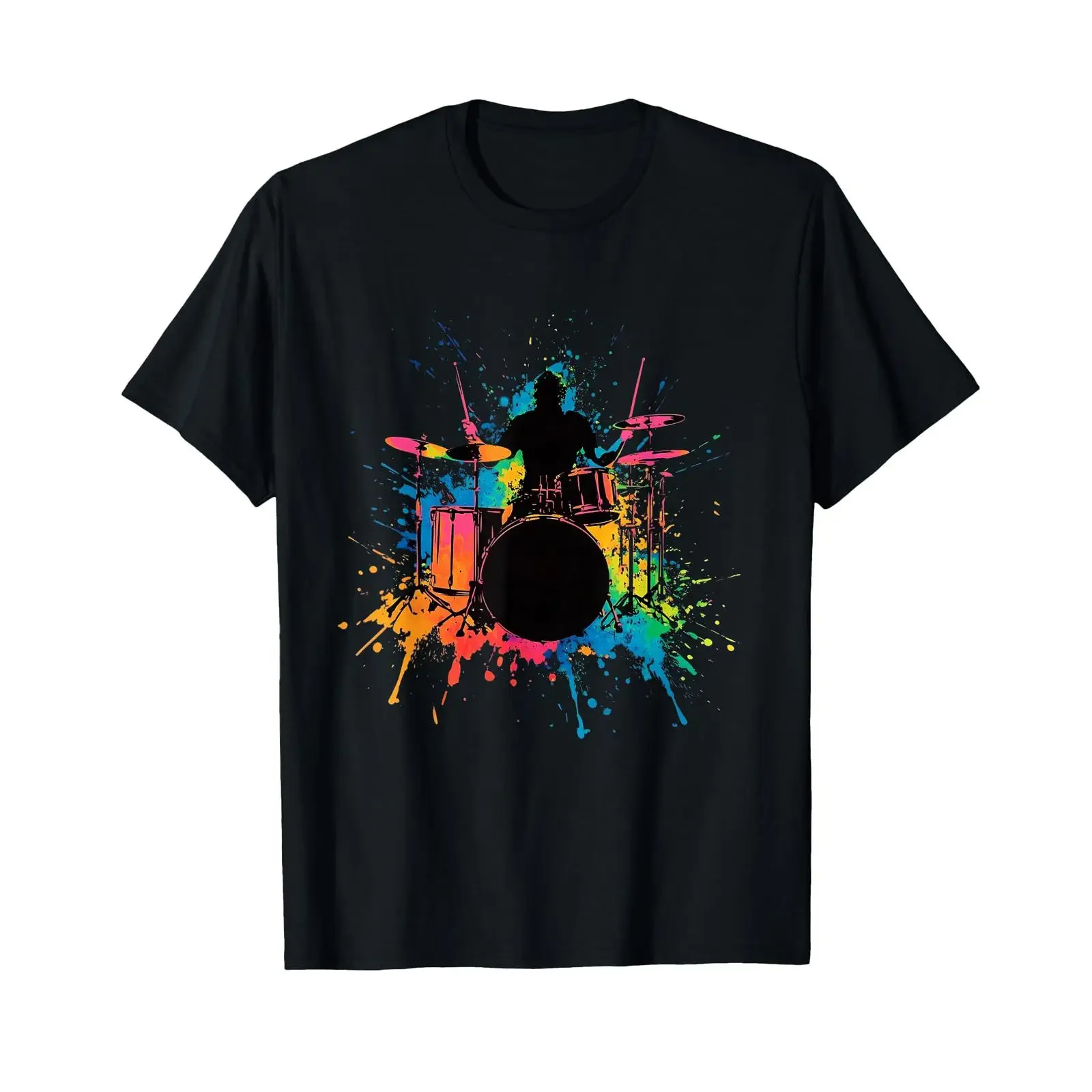 Drummer Colorful Drums Drumming Music Lover T Shirt vintage Washed homme Stretched graphic streetwear Breathable Soft Versatile