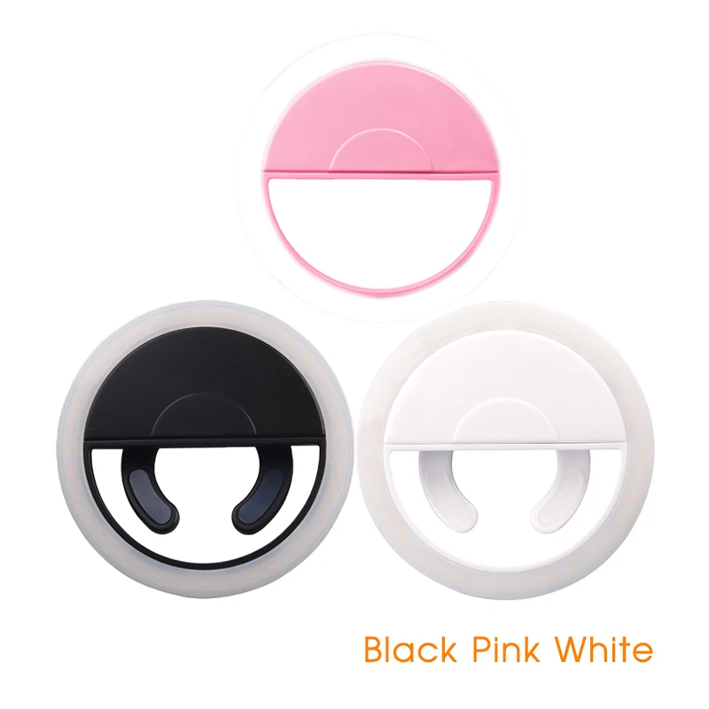 Travor Selfie Ring Light 36 LED Rechargeable Three Step Brightness Adjustable Ring Clip Light for Smart Phone Laptop Ipad