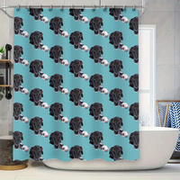 Dog Shower Curtain Waterproof Cute Labrador Retriever Bathroom Decor Washable Fabric Liner Vintage Farmhouse Style