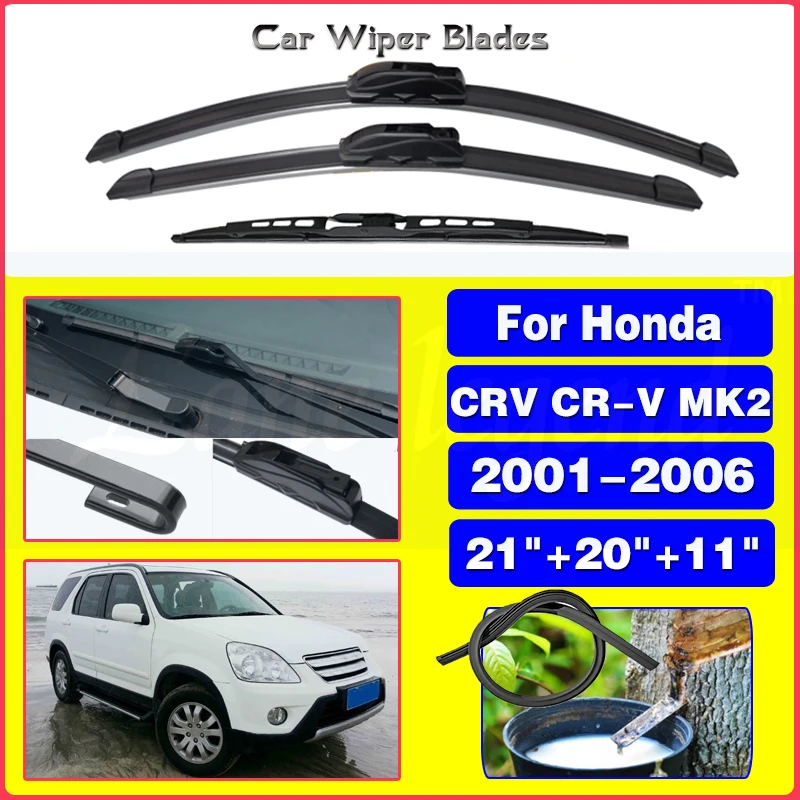 For HONDA CRV CR-V MK2 2001-2006 Front Rear Wiper Blades Brushes Cutter Accessories J Hook 2001 2002 2003 2004 2005 2006