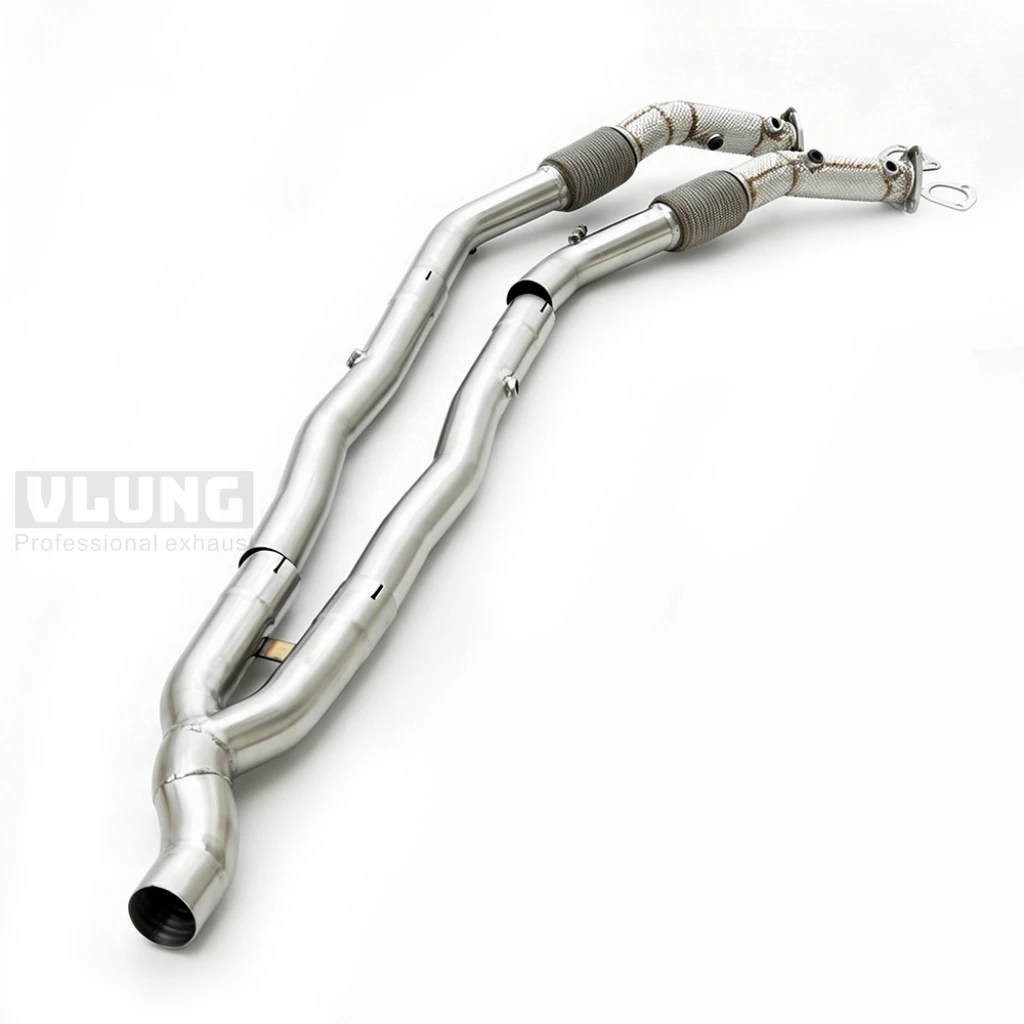 Insulated exhaust downpipe for Volkswagen Passat B6 CC R36 3.6 from 2009 to 2011 stainless steel valve exhaust head section view 6