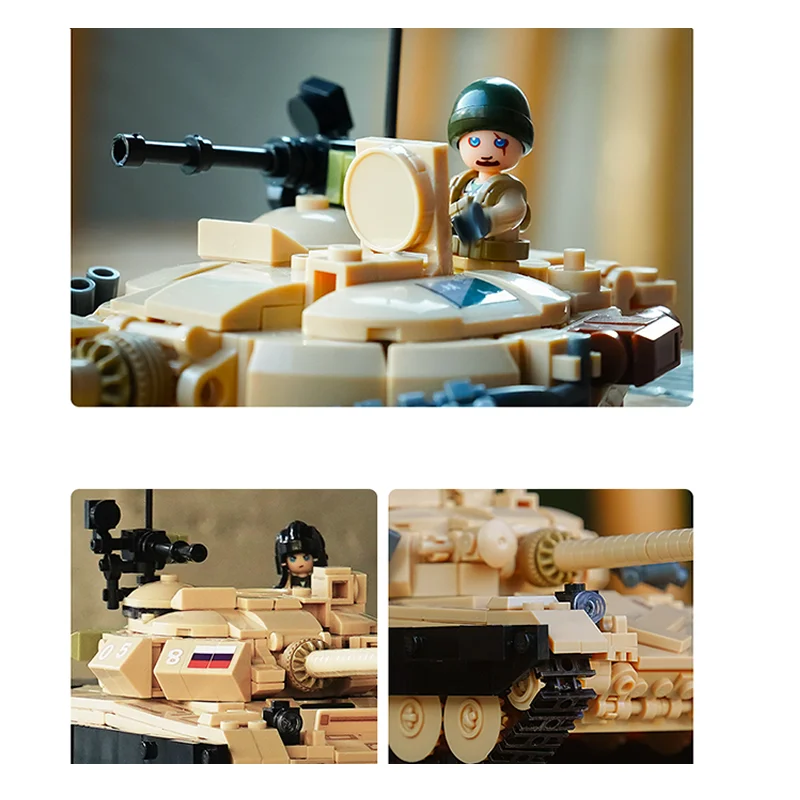 WW2 Military 770 PCS ARMY T-72B3 Dual Variable Main Battle Tank MBT Building Blocks Soldiers Army Weapon DIY Bricks Kids Toys