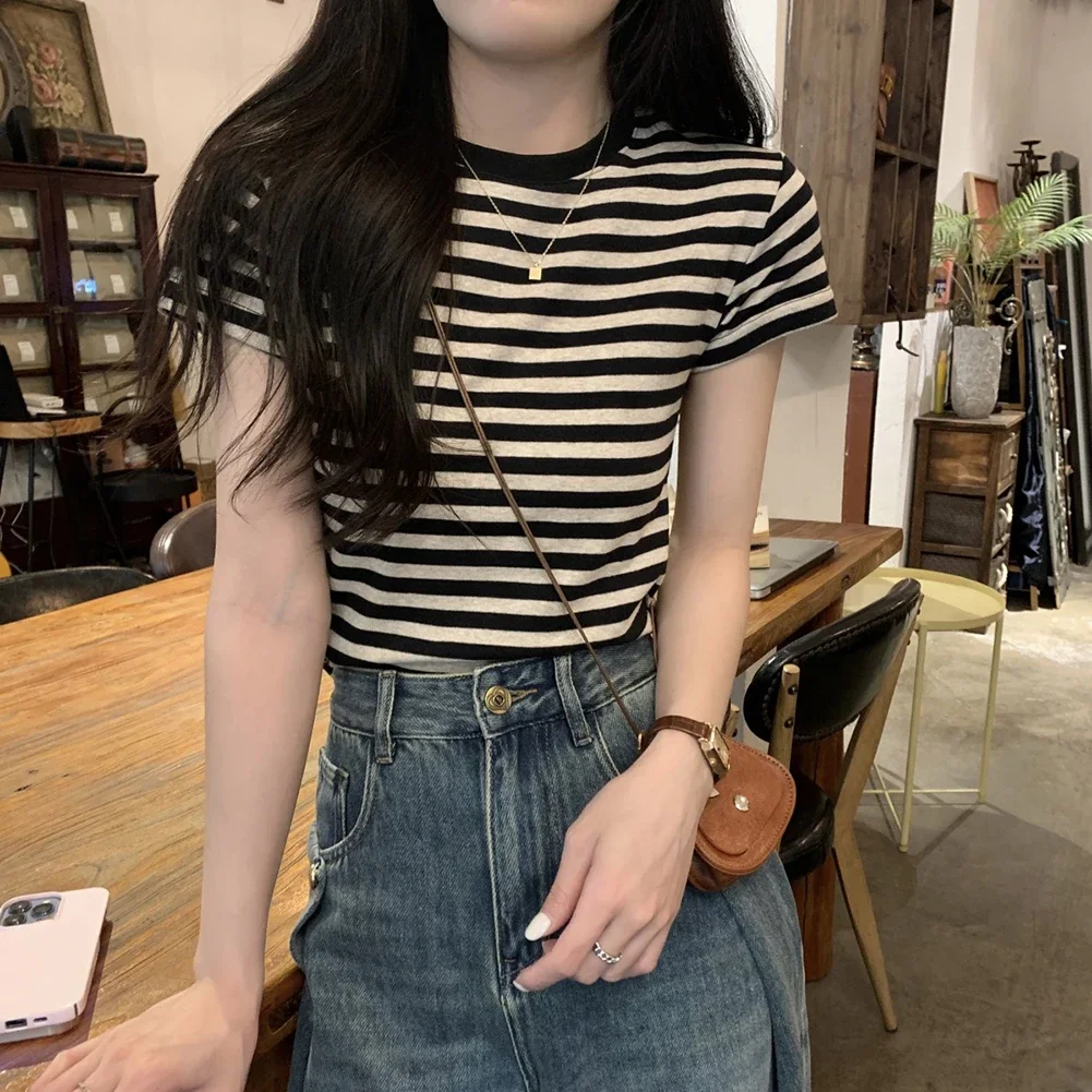 

Casual Daily Wear Stripes T-shirt Fashion Outing Casual Outings Daily Wear New Arrival Regular Length Stripes Pattern