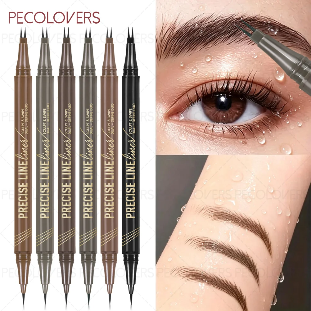 1PC 2‑in‑1 Liquid Eyebrow & Eyeliner Pen, Waterproof, Long Lasting, Fill Sparse Brows, Natural Makeup Sense