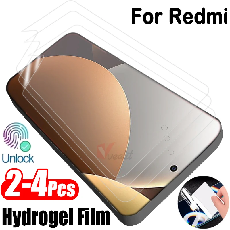

2-4Pcs Full Cover Clear Hydrogel Film for Xiaomi Redmi Note 15 Pro+ 14s 14 13 Pro 5G 4G Screen Protector Soft Film