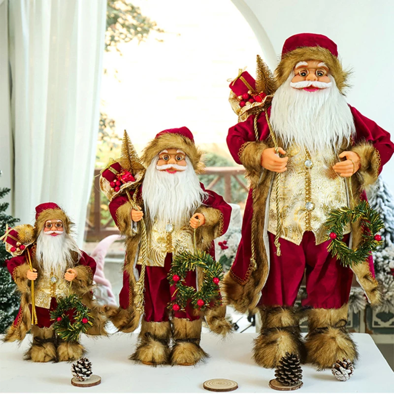 Santa Claus Doll Height 30cm New Year 2023 Christmas Decorations For Home Children's Gifts Window Ornaments Navidad