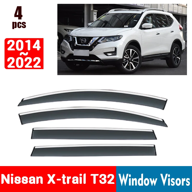 

FOR Nissan X-trail T32 2014-2022 Window Visors Rain Guard Windows Rain Cover Deflector Awning Shield Vent Guard Shade Cover Trim