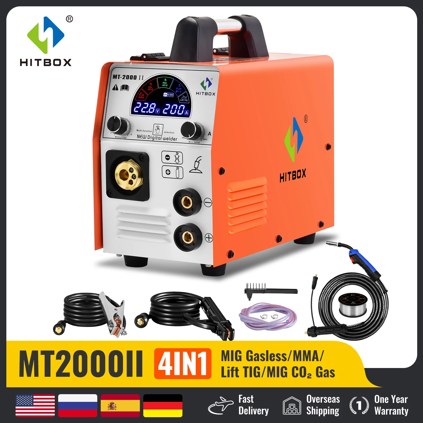 Hitbox MT2000II saldatrice 220V ~ 240V MIG/TIG dispositivo semiautomatico senza gas saldatore alimentazione automatica MT2000II singola tensione