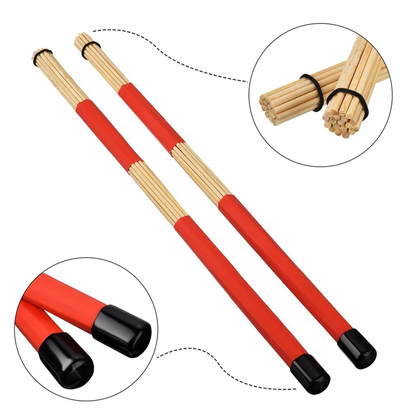 

ABLB-5 Pair Drum Brushes Retractable Wire Brushes Drums Drum Sticks Brush + 5 Pair Rods Drum Brushes Sticks Drum Stick Set