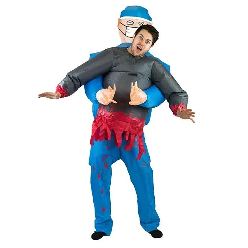 Halloween Carnival Essential Adult Cosplay Super Scary Surgeon Half-body Zombie Inflatable Costume Party Performance