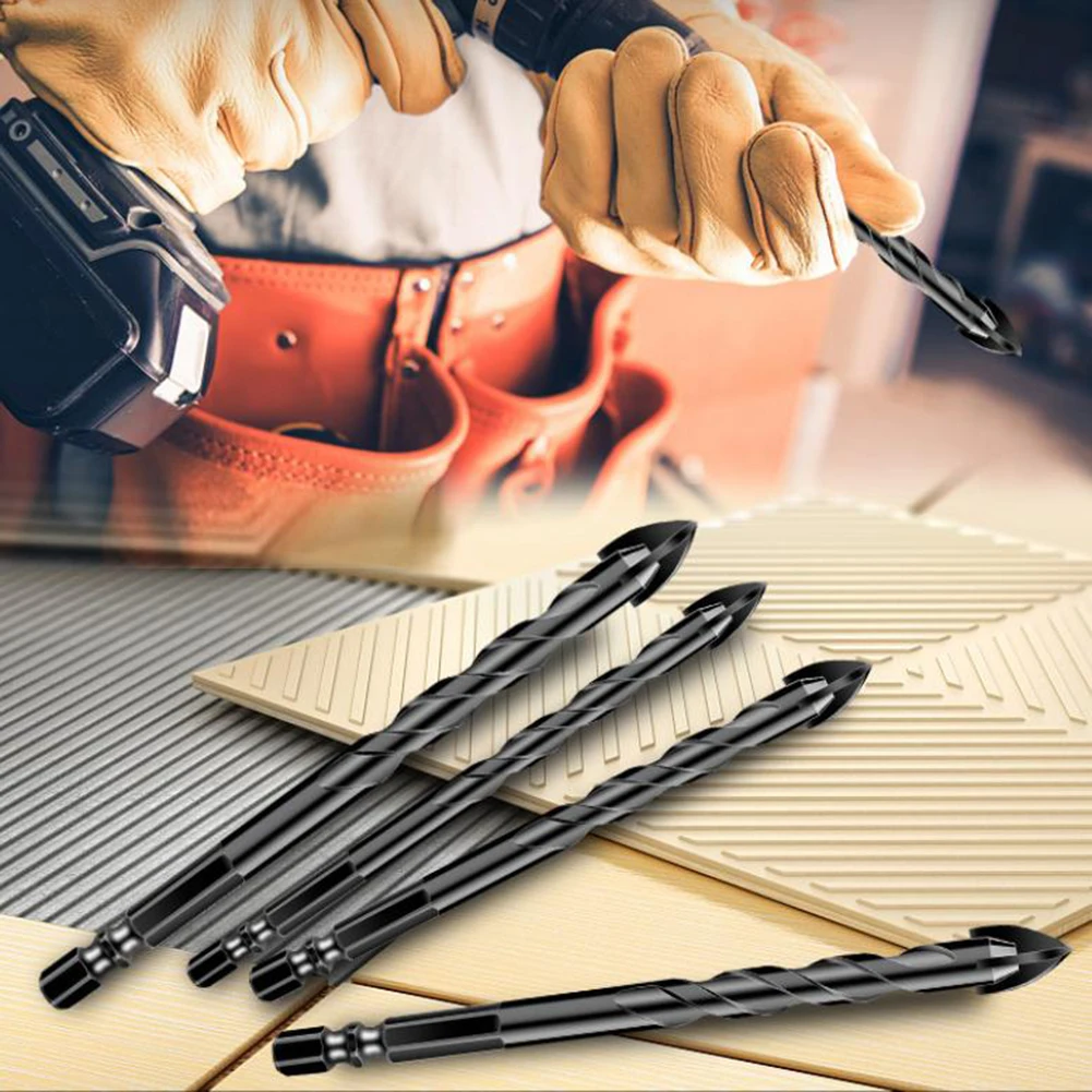

Construction Work Cross Head Drill Bit Carbide Drill Bits Black 4-Blade Drill Tip Design Hexagonal Handle Design
