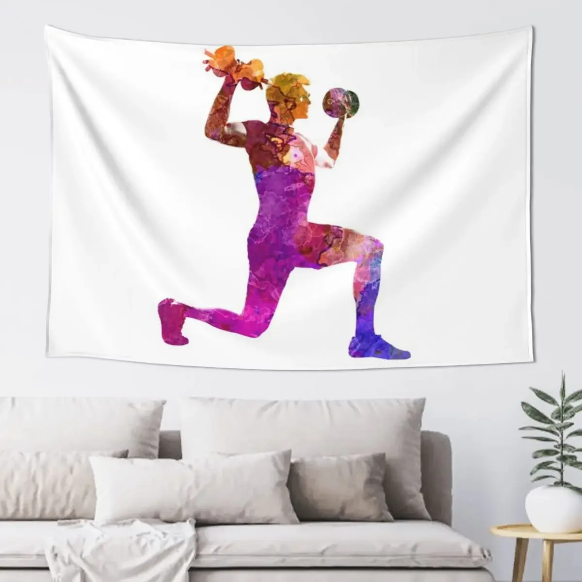 Man exercising weight training workout fitness Tapestry Room Decorations Aesthetics Art Mural Wall Decor Tapestry