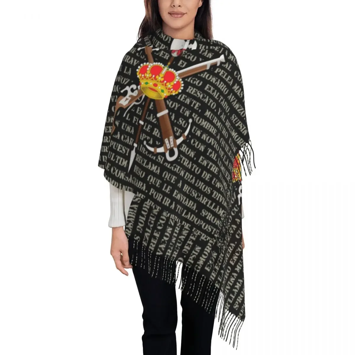 Spanish Legion Tassel Scarf Women Soft Legi N Espa Ola El Novio De La Muerte Shawl Wrap Female Winter Fall Scarves