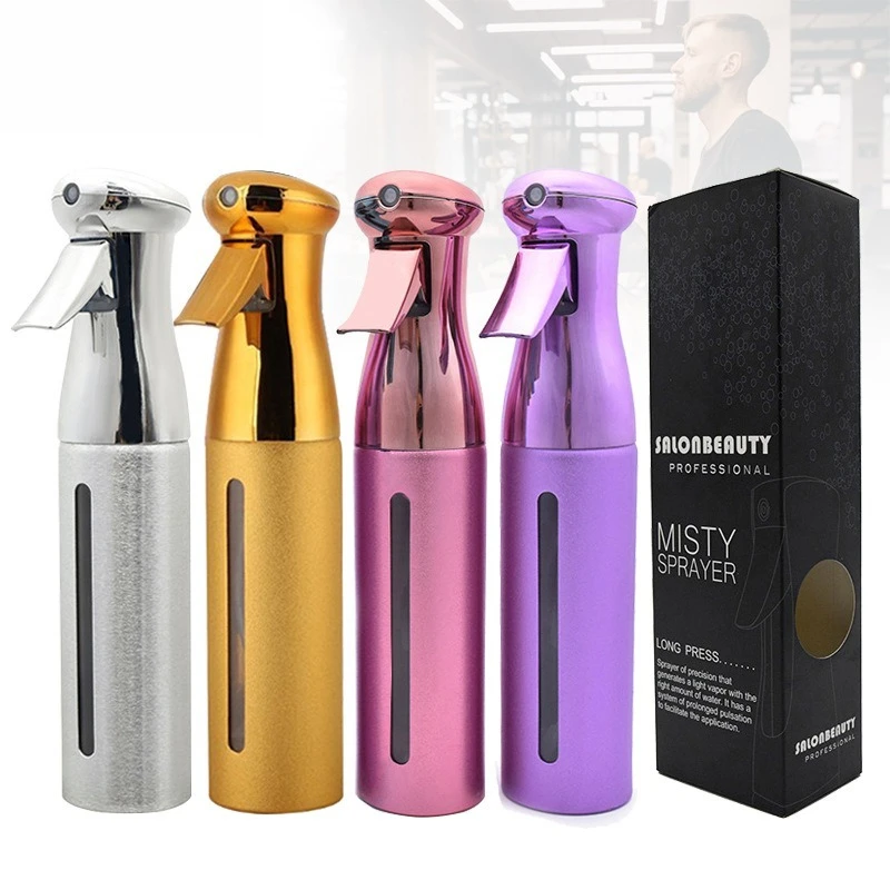 300ML Hairdressing Spray Bottle Electroplating Refillable Fine Mist Sprayer Bottle Salon Haircut High Pressure Water Can