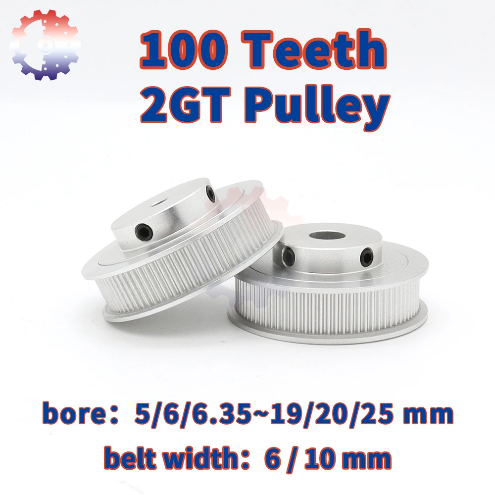 100Teeth 2GT Timing Pulley 2M Synchronous Wheel 100 Teeth Bore 5/6/8/10~25mm Pulleys for Belt Width 6/10mm 100T GT2 Belt Pulley