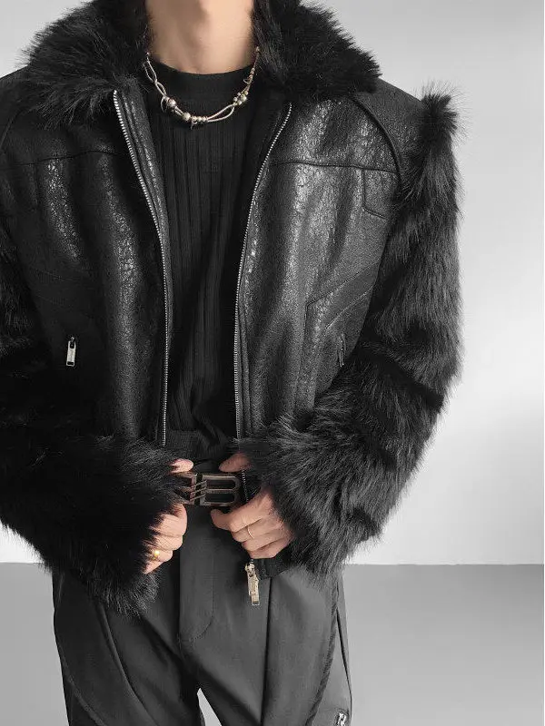 

Мужская модная кожаная куртка-джет, осень-зима, новая хлопковая одежда в стиле панк, элитная модная брендовая одежда