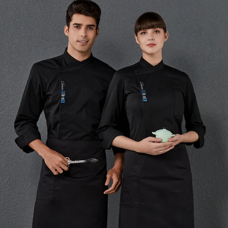 Catering Keten Restaurant Keuken Kleding Houtang Chef Overalls Mannen Lange Mouwen Bakken Tooling Vrouwen Herfst En Winter plus