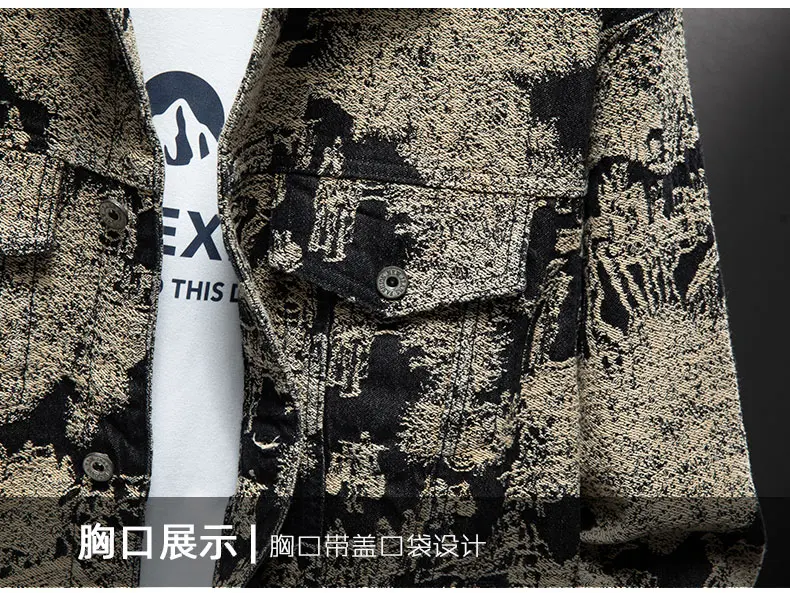 2022 Lente en Herfst Nieuwe heren High-end Geborduurd Casual Denim Jasje Losse Retro Jacquard Zwart Dagelijks Jasje