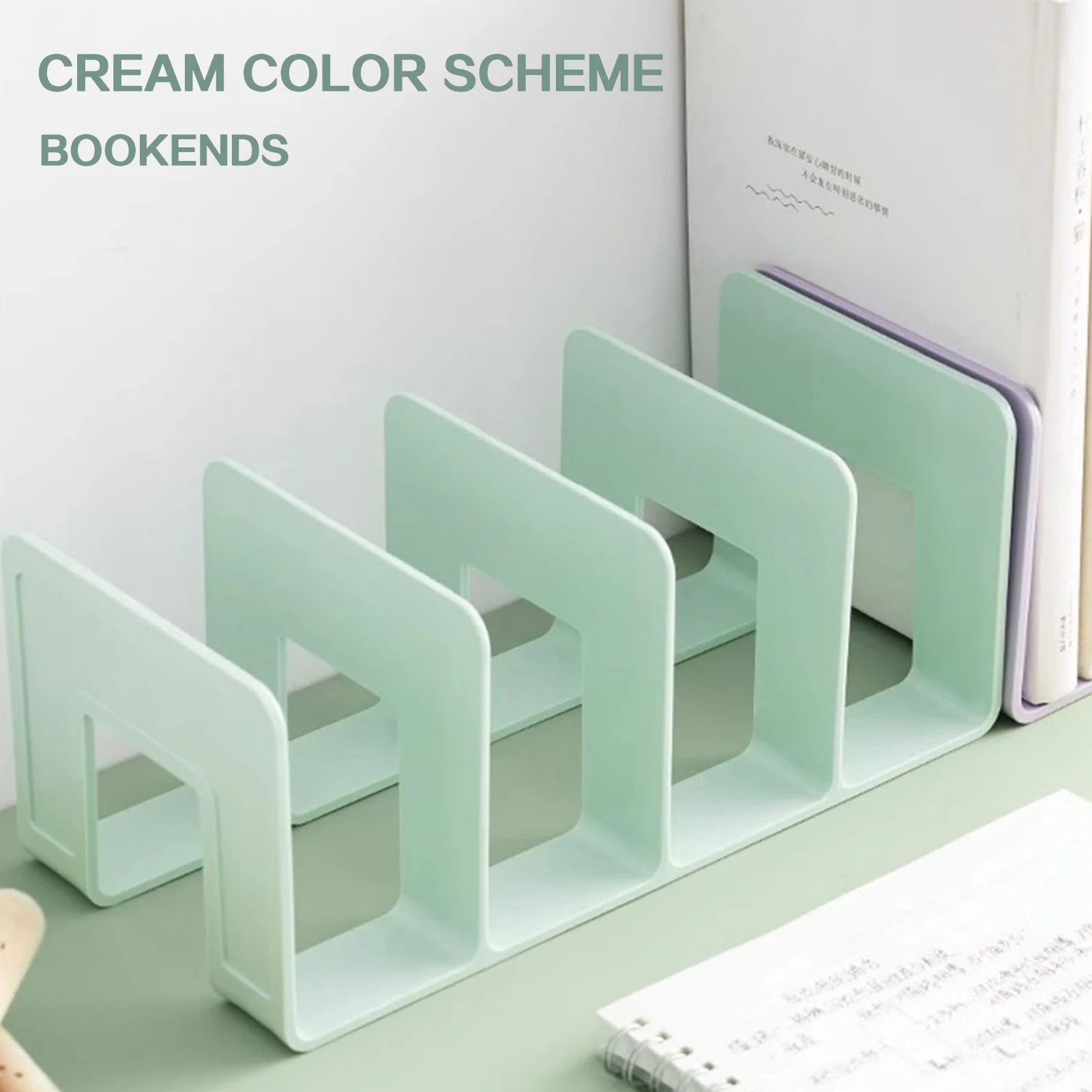 ABS Book Stand Desktop Organizers 4 Compartment Holder Vertical Book Rack Space Saving Desk Storage for Office Home Classroom