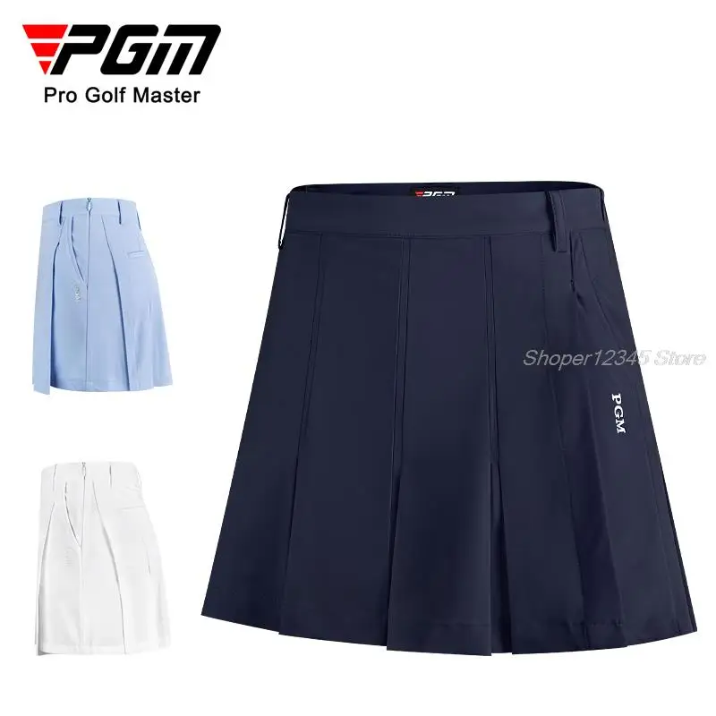 Pgm Ladies Pleated Skirt High Waist Waterproof Golf Skirt Autumn A-Lined Sports Skort Women Slim Golf Skort With Inner Shorts