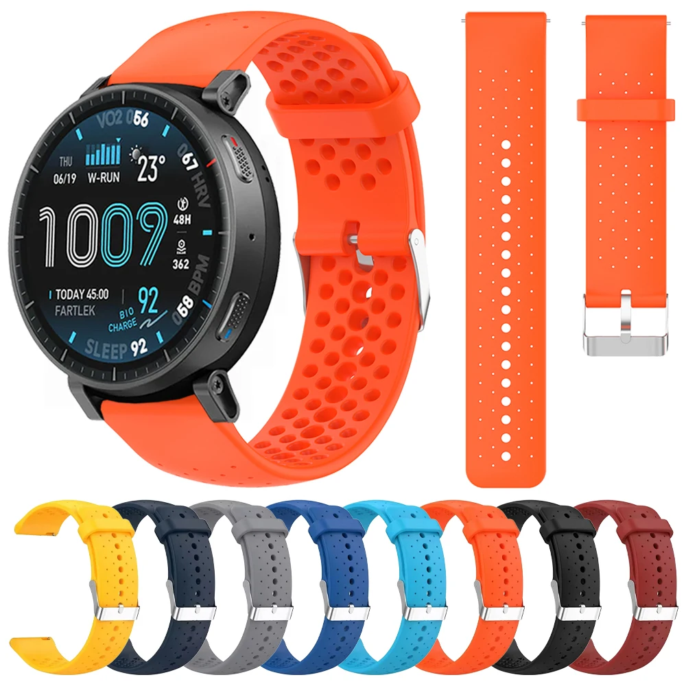 Bracelet en Silicone respirant, 20/22mm, pour montre Huami Amazfit Active Max/BALANCE 2/Bip6 5 UNITY/Active2/GTS 4 2mini/GTR 4 3 Pro