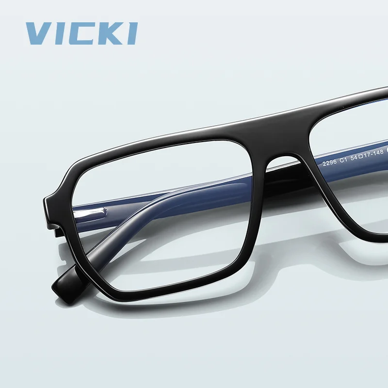 

VICKI Square Fashionable and Versatile Men's Anti-blue Light Glasses, Progressive Photochromic, Customizable Prescription 2296